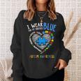 Heart I Wear Blue For My Brother Autism Awareness Month Sweatshirt Gifts for Her