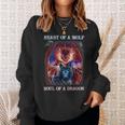 Heart Of Wolf Soul Of A Dragon Cool Dragon Wolf Warrior Sweatshirt Gifts for Her