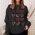 Hearts Pattern Valentines Day Cute Love V-Day Pajama Sweatshirt Gifts for Her