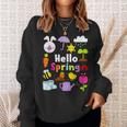 Hello Spring And Easter Day 2024 Bunny Hello Spring Toddler Sweatshirt Gifts for Her