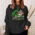 Howdy Go Lucky Leopard St Patrick's Day Western Cowboy Women Sweatshirt Gifts for Her
