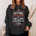 Hutson Blood Runs Through My Veins Vintage Family Name Sweatshirt Gifts for Her