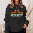 I'm Just Plane Crazy Pilot Pun Vintage Retro Sunset Sweatshirt Gifts for Her