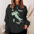 Italy Map Italian Landmarks Hand Drawn Symbols Cities Flag Sweatshirt Gifts for Her