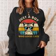 Just A Boy Who Loves Cats Themed Cat Owner Boy Kid Cat Lover Sweatshirt Gifts for Her