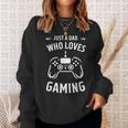 Just A Dad Who Loves Gaming Fathers Day Gamers Saying Sweatshirt Gifts for Her