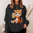 Katze Kater Trinkt Bier Zum Männertag Oderatertag Sweatshirt Geschenke für Sie