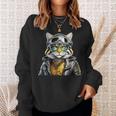 Katze Lederjacke Brille Bikerin Abenteuer Motorradfahrer Sweatshirt Geschenke für Sie