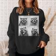 Laughing Raccoon Face Trash Raccoons Unique Quirky Animal Sweatshirt Gifts for Her