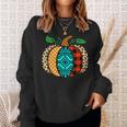 Leopard Print Pumpkin Plaid Aztec Southwest Teal Pumpkin Sweatshirt Gifts for Her