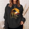 Leopard Savanne Sonnenuntergang Wildlife Safari Motiv Tierdruck Sweatshirt Geschenke für Sie