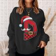 Letter D Initial Name Plaid Santa Hat Christmas Sweatshirt Gifts for Her