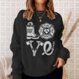 Love Firefighter Support Thin Red Line Firemen Sweatshirt Gifts for Her