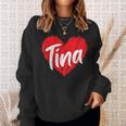I Love Tina Heart Personalized Name Tina Sweatshirt Gifts for Her