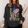 Love Our Veterans Day Proud Military Us Flag Men Women Sweatshirt Gifts for Her