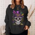 Mardi Gras Skull Top Hat Beads Mask New Orleans Louisiana Sweatshirt Gifts for Her