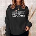 Merry Christmas Buffalo Plaid Black And White Santa Hat Xmas Sweatshirt Gifts for Her