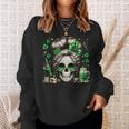 Messy Bun Skull Saint Paddys Day Irish Women Sweatshirt Gifts for Her
