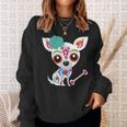 Mexican Sugar Skull Chihuahua Sweatshirt Gifts for Her