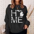 Michigan Home Mi State Love Pride Map Distressed Sweatshirt Gifts for Her