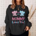 Mommy Gender Reveal Elephant Pink Blue Matching Family Mom Sweatshirt Gifts for Her