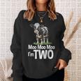 Moo Moo I'm Two 2Nd Birthday Cute Cow Sounds Toddler Sweatshirt Gifts for Her