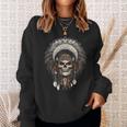 Native American Indian Chief Skull Motorcycle Rider Vintage Sweatshirt Gifts for Her