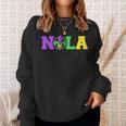 New Orleans Nola In Mardi Gras Colors And Fleur De Lis Sweatshirt Gifts for Her