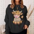 Niedliches Baby Highland Cow Mit Sonnenblumen Grafik Rinder Sweatshirt Geschenke für Sie