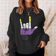 Nonbinary Ich Liebe Dich Hand Sign Language Enby Nb Pride Flag Sweatshirt Geschenke für Sie