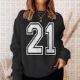 Number 21 Birthday Varsity Sports Team Jersey Sweatshirt Gifts for Her
