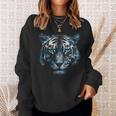Obra De Arte De Tigre Ojos Azules Arte Animal Tigre Camisa de entrenamiento Regalos para ella