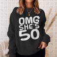 Omg She's 50Th Birthday Crew 50 Year Old Birthday Squad Sweatshirt Gifts for Her