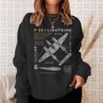 P-38 Lightning Vintage P38 Fighter Aircraft Ww2 Aviation Sweatshirt Gifts for Her