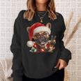 Peace Sign Hand French Bulldog Santa Christmas Dog Pajamas Sweatshirt Gifts for Her