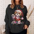 Peace Sign Hand Shih Tzu Santa Christmas Dog Pajamas Sweatshirt Gifts for Her