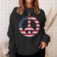 Peace Sign Patriotic Usa Flag Peace & Love Sweatshirt Gifts for Her