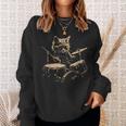 Pop Rock Drummer Cat Kitten Music Playing Drums Music Bands Sweatshirt Gifts for Her
