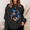 Precioso Caballo Con Cielo Relámpago Caballo Camisa de entrenamiento Regalos para ella