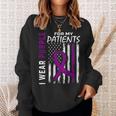 Purple For Patients Alzheimers American Flag Print On Back Sweatshirt Gifts for Her