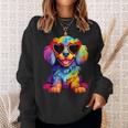 Rainbow Cute Dog Wearing Glasses Heart Puppy Love Dog Sweatshirt Gifts for Her