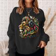 Rasta Reggae Music Headphones Jamaican Lion Of Judah Sweatshirt Gifts for Her