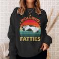 Retro Fat Kitten Cat Rolling Fatties Sweatshirt Gifts for Her