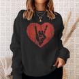 Rock Music Lover Vintage Heart Rock Hand Sweatshirt Gifts for Her