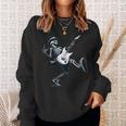 Rock And Roll Graphic Band Skeleton Playing Guitar Sweatshirt Gifts for Her