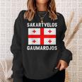 Sakartvelos Gaumarjos Hallo Georgien Reisen Georgische Flagg Sweatshirt Geschenke für Sie