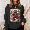 Samurai Cat Warrior Japanese Ninja Kitty Kawaii Sweatshirt Gifts for Her