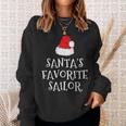 Santa's Favorite Sailor Christmas Hat Sailing Sweatshirt Gifts for Her