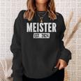 Schwarzes Sweatshirt Meister EST. 2024, Vintage Schriftzug Design Geschenke für Sie