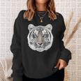 Schwarzes Sweatshirt mit Weißem Tiger-Gesicht, Tiermotiv Tee Geschenke für Sie